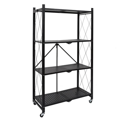 Étagères de rangement en métal robustes à 5 niveaux avec roues et pliable