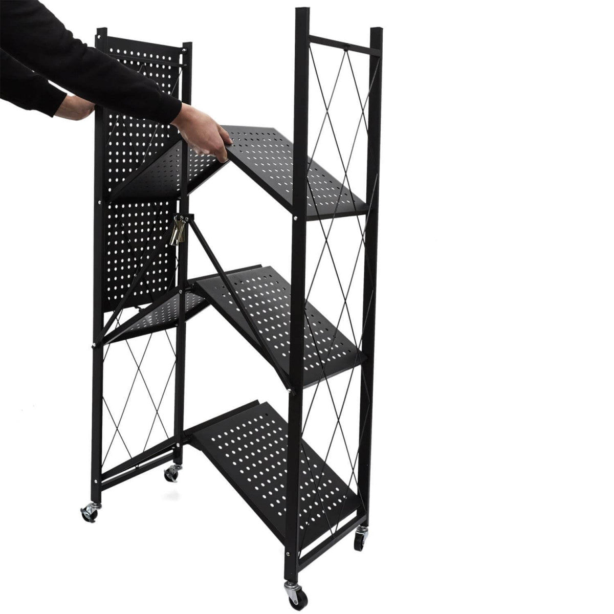 Étagères de rangement en métal robustes à 5 niveaux avec roues et pliable